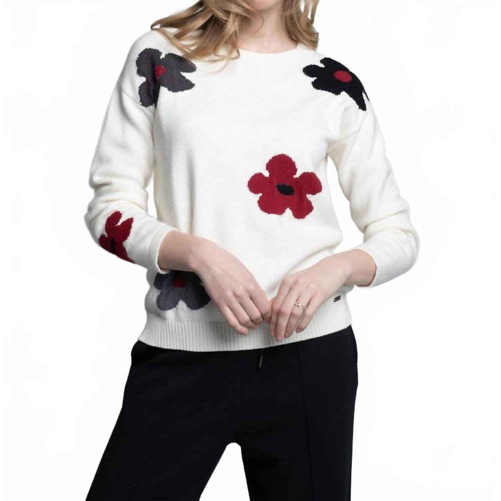 NEW PICADILLY floral sweater in off white